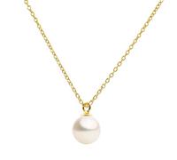 Secret & You Pearl Pendant Necklace Round Freshwater Cultured Pearl 8.0 to 8.5 mm - 925 Sterling Silver Chain and Pendant Rhodium or 18k Gold Plated 40 or 45 cm long.