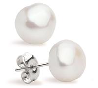 Secret & You - Women Pearl Stud Earring Freshwater Cultured Pearl | Baroque Shape | Sterling Silver 925, Available in 5 Sizes From 9-10 mm up to 13-14 mm