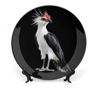 Secretary Bird Ceramic Decorative Plates for Display Ornaments with Stand for Kitchen Home Decor