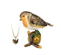 Secrets Hidden Treasures Pewter ROBIN REDBREAST Secret TRINKET BOX & Necklace