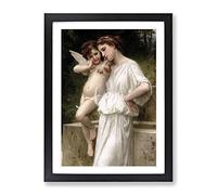 Secrets I Love By William Adolphe Bouguereau Classic Painting Framed Wall Art Print, Ready to Hang Picture for Living Room Bedroom Home Office Décor, Black A3 (34 x 46 cm)