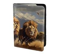 Secrets of the Grid Wall Travel Passport Holder Cover Wallet Leather Case Travel Essentials Luggage Accessories, Running Lion, One Size, Contemporary