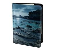 Secrets of the Grid Wall Travel Passport Holder Cover Wallet Leather Case Travel Essentials Luggage Accessories, Reefs By The Sea, One Size, Contemporary