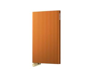 Secrid Cardprotector Fluted+ Card Holder, Orange - Aluminum, 6 Cards, RFID Cover