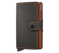 Secrid Miniwallet Truffle & Orange Leather Card Holder for 4 Cards with or 6 Cards Without Embossing, Dimensions: 10.2 x 6.5 x 2.1 cm, MM-Truffle & Orange
