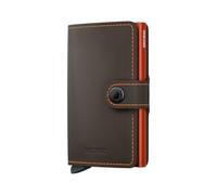 Secrid Miniwallet Truffle & Orange Leather Card Holder for 4 Cards with or 6 Cards Without Embossing, Dimensions: 10.2 x 6.5 x 2.1 cm, MM-Truffle & Orange