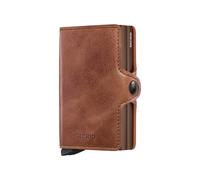 Secrid This is a compact wallet with two Cardprotectors that double the capacity. Equipped with a sturdy closure and a durable leather outer cover. Capacity: 8 cards in relief or 12