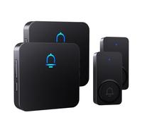 SECRUI Wireless Doorbell, 2 Pack Door Bells Kit with Plug-in Cordless Receivers, IP55 Waterproof Door Chime with 1000 ft Long Range, 32 Chimes & 5 Level Volume Easy Install, Black