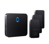 SECRUI Wireless Doorbell, Door Bells with Plug-in Cordless Receivers, 3 IP55 Waterproof Door Push Button with 1000 ft Range, 32 Chimes & 5 Level Volume Easy Install for Home, Black