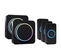 SECRUI Wireless Doorbell, IP55 Waterproof 2 Plug in Receivers, 3 Battery Operated Push Buttons 32 Chimes Long Range 1000 Ft with Cordless Door Bells Easy Install for Home,Office,School Black
