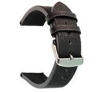 SecTime Genuine Leather Watch Strap Band Prague Brushed Stainless Steel Buckle Spring Bars (18mm, Black)