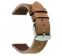 SecTime Genuine Leather Watch Strap Band Prague Brushed Stainless Steel Buckle Spring Bars (20mm, Coyote Brown)