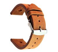 SecTime Genuine Leather Watch Strap Band Prague Rally Racing Brushed Stainless Steel Buckle Spring Bars (18mm, Brown)
