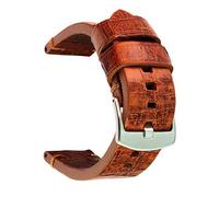 SecTime Old-Look Genuine Leather Watch Strap Band Pride Stainless Steel Brushed Buckle Spring Bars (22mm, Brown)