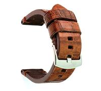 SecTime Old-Look Genuine Leather Watch Strap Band Pride Stainless Steel Brushed Buckle Spring Bars (22mm, Dark Brown)