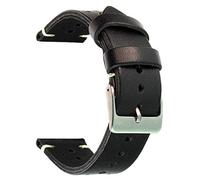 SecTime Perforated Genuine Leather Watch Strap Band Mirage Rally Racing Stainless Steel Brushed Buckle Spring Bars (18mm, Black)