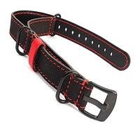 SecTime Suede Genuine Leather Watch Strap Band NATO Cayman Stainless Steel Brushed Black PVD Buckle Spring Bars (22mm, Dark Brown)