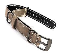 SecTime Suede Genuine Leather Watch Strap Band NATO Cayman Stainless Steel Brushed Black PVD Buckle Spring Bars (18mm, Coyote Brown)