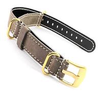 SecTime Suede Genuine Leather Watch Strap Band NATO Cayman Stainless Steel Brushed Gold-Coloured Buckle Spring Bars (20mm, Coyote Brown)