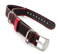 SecTime Suede Genuine Leather Watch Strap Band NATO Cayman Stainless Steel Brushed Silver-Coloured Buckle Spring Bars (24mm, Dark Brown)
