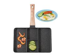 Section Divided Breakfast Pan - Heat Resistant, Egg Poacher, Four-Section, Square Grill | Break Fast Griddle for, Burgers, Split Steak Baking