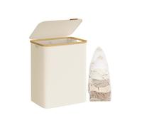 SONGMICS Laundry Basket with Lid, 2-Section Large Laundry Hamper, 130L, Removable Mesh Liner, Oxford Fabric, Bamboo Handles, Collapsible, 52 x 38.5 x 70.5 cm, Cream White LCB513W01