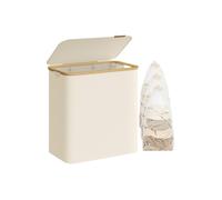SONGMICS Laundry Basket with Lid, 3-Section Large Laundry Hamper, 150L, Removable Mesh Liner, Oxford Fabric, Bamboo Handles, Collapsible, 60 x 38.5 x 70.5 cm, Cream White LCB515W01
