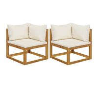 Sectional Corner Sofas Couch 2 pcs with Cushions Solid Wood Acacia vidaXL