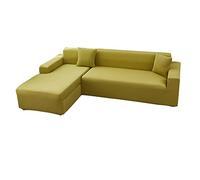 Sectional Couch Covers 2 Pieces, High Stretch Couch Cover L Shape for 5 6 Seater, Spandex Fabric L Shaped Sofa Cover Soft Furniture Protector -yellow-3+2 seater