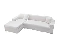 Sectional Couch Covers 2 Pieces, High Stretch Couch Cover L Shape for 5 6 Seater, Spandex Fabric L Shaped Sofa Cover Soft Furniture Protector -White-3+2 seater