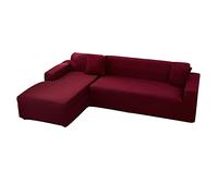 Sectional Couch Covers 2 Pieces, High Stretch Couch Cover L Shape for 5 6 Seater, Spandex Fabric L Shaped Sofa Cover Soft Furniture Protector -wine red-4+2 seater