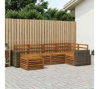 Sectional Outdoor Sofa Set 6pc Natural Acacia Wood 255x136.5x73cm Slatted Garden
