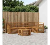 Sectional Sofa Corner Set 5pcs Natural Solid Acacia Wood Modular Lounge Outdoor