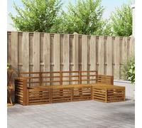 Sectional sofa outdoor solid acacia wood natural brown 257x122.5x73cm modularset