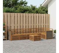 Sectional Sofa Set 6 pcs Natural Solid Acacia Wood