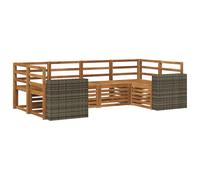Sectional Sofa Set 6-piece Natural Solid Acacia Wood 245 x 136.5 x 73 cm Outdoor