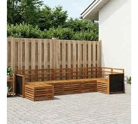Sectional Sofa Set 6-piece Natural Solid Acacia Wood Modular Outdoor 63x63x73cm
