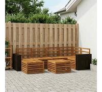 Sectional Sofa Set 7pc Natural Solid Acacia Wood 59x59x37cm Modular Patio Corner