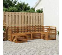 Sectional sofa set Natural 5pc Solid Acacia Wood 63x63x73cm Corner Modular slat