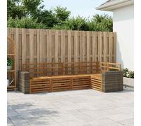 Sectional Sofa Set Natural Solid Acacia Wood 251x132.5x73 cm Slatted Corner Set
