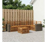 Sectional Sofa Set Natural Solid Acacia Wood 59x59x37cm Slatted Modular Outdoor