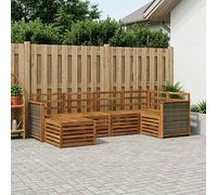 Sectional Sofa Set Natural Solid Acacia Wood 5pc Modular 63x63x73cm Weatherproof