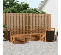 Sectional Sofa Set Natural Solid Acacia Wood Modular 5-piece Corner 63x63x73cm.