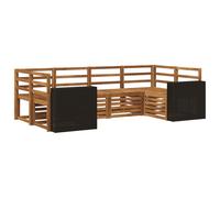 Sectional Sofa Set Outdoor Modular Natural Solid Acacia Wood 245 x 136.5 x 73 cm
