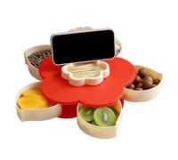 Sectioned Serving Tray,Petal Shape Rotating Divided Storage Box - Veggie Tray | for Party Buffet Brunch Dinner Lunch Bar Home Outdoor Camping Beach Kitchen Picnic