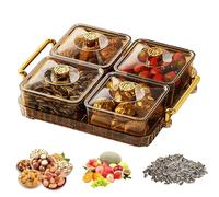 Sectioned Serving Tray | Snack Platters Organizer, Portable Clear Elegant Durable Removable Fashion Sectioned Serving Tray with Lid & Handle for Snacks Appetizers Nuts Candy