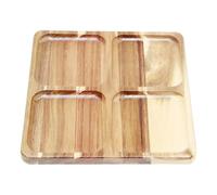 Sectioned Tray - Wooden Serving Tray | Serving Plates, Vintage Square Party Plates, Divided Vegetable Dishes, For Sushi, Snacks, Desserts, Cakes, Home, Campin
