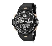 Sector No Limits R3251532003 Men's Digital Analogue Quartz Watch with Plastic Strap, Silver, Standard Size, Ribbon