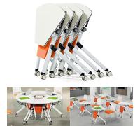 Sector-SD Folding Conference Table Set of 4 - Flip Top Training Tables with Lockable Wheels for Office Classroom Meetings & Events - Portable Space-Saving Easy Mobility