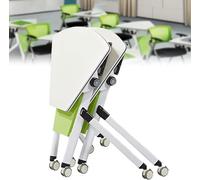 Sector Shape Meeting Table, Flip Top Mobile Training Table for Office, Movable Computer Table with Silent Caster Wheels